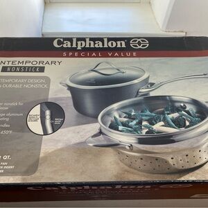 Calphalon Contemporary Nonstick 4.5 Qt. Sauce Pan with Steamer Insert & Cover